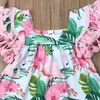 Robes de fille Bébé fille manches courtes volantes Flamingo imprimé DressGirl's