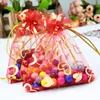 New Printing Love Heart Organza Sack Gift Bags Drawstring Charm Packaging Christmas Jewelry Pouches 7x9 9x12 11x16 20x30cm