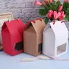 Boîte-cadeau en papier Kraft avec poignée gâteau/chocolats/sacs d'emballage de bonbons Stand Up boîtes en papier alimentaire taille personnalisée en gros