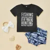 Kleding Sets Fashion Summer Toddler baby Baby Girl Boy Deskleding 3pcs Letter Short Sleeve T Shirts Animal Print Shorts Hoofdband Outfitsclot