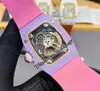 Oxf Candy Miyota 6t51 Automatiska Kvinnor Ladies Watch Marshmallow Bonbon Collection Vit Keramisk Väska Rosa Gummiband 6 Styles Puretime01 0703c3