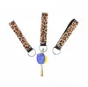 Neoprene Wristlet Keychain Colourful Printed Wrist Key Belt Sunflower Strip Leopard Lanyard Key Ring Keychains Bag Pendent