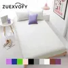Pure Cotton Luxury Solid Fitted Sheet Bedsheet Bed With Elastic Band Linens Bedding s Mattress Cover 160x200 White 220514