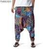 Men's African Print Harem Baggy Genie Boho Pants Casual Cotton Yoga Drop Crotch Joggers Sweatpants Hip Hop Traditional Trousers 220325