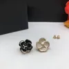 2022 new fashion black enamel Stud earrings ladies luxury designer flower earrings for women party lovers gift engagement jewelry high quality with box