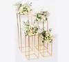 4 pcs Gold Flower Vase Floor Party DecoratVases Column Stand Metal Road Lead Wedding Table Centerpiece Flower Rack Event