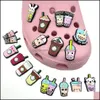 Shoe Parts Accessories Shoes Pvc Milk Tea Croc Charms Deocration Buckle Clog Pins Drop Delivery mix randomly