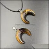 H￤nge halsband l￤kande kristall natursten ox horn form charms turkosa tiger ￶gon lapsi gr￶n rep carshop2006 dhbpm