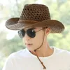 Beach Sun Protection Hat for Men Western Cowboy Shade hat Man Spring Summer Jazz Top Cap Mens Straw Wide Brim Hats Male Fashion Caps Outdoor Sunhat Sunhats