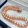 Harika orijinal 7-8mm doğal pembe Akoya Kültürlü İnci Kolye 18 "