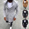 Men's Wool & Blends Nice Autumn Coat Men Long Trench Fashion Mens Button Solid Color Sleeved Windbreaker T220810