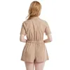 Summer Romper Women Solid Color Breattable Polyester Jumpsuit V Neck Pets Up Top Short Pants PlaySuit L220705