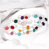 Fashion Stone Rings For Women Men Colorful Agate Jades Quartz Sliver Color Resizable Finger Ring 8 10 12mm Cabochon Rings Wedding Jewelry