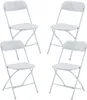 米国ストック4パック折りたたみプラスチック椅子ポータブル椅子金属フレームウェディングパーティー商業椅子ホワイトビーチガーデンパークサプライSXJUN7