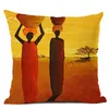 クッション/装飾枕装飾投げ枕ケースアフリカンスタイルの油絵ポリエステルソファクッションカバー