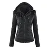 New Women Autumn Winter Faux Soft Leather Jackets Coats Lady Black PU Zipper Epaule Motorcycle Streetwear T200828