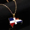 Collane con ciondolo Mappa della Repubblica Dominicana Collana per donna Uomo Bandiera di gioielliPendente