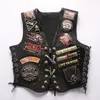 Punk Style Summer Harley gilet in pelle fibbia in rame per uomo e donna coppia ricamo laser pezzo giacca in pelle da motociclista rock