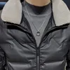 Men's Down Men's & Parkas Warm Lamb Skin Lapel Leather Coat Jacket Mens Business Casual Motorcycle Black Zipper Sleeve Smooth