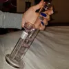 Violet Rose Bleu Droit Fumer Narguilé Bongs avec Trois Couches Fliter Noir Vert Dab Rig Fumer Bubbler 14MM Joint Recycler Tuyau D'eau