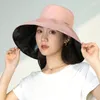 Fashion Ladies Travel Floppy Beach Sun Hat donna 14cm Wide Brim Bucket Hat Protezione UV Visiera Cappello Gril Casual Primavera Estate