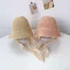 Topi Bayi Musim Panas Jerami Perempuan Panama Anakanak Pita Pantai Berenda Mode dan Putri Anak 220611