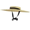 夏の女性の西側のスタイルの帽子フラットトップワイドブリム帽ストラップストローファッションビーチキャップ
