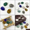 Arts And Crafts Arts Gifts Home Garden 18X25Mm Natural Crystal Stone Charms Oval Green Rose Quartz Pendants Gold Edge Tren Dhdsl