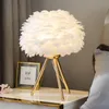 Slaapkamer Tafel Modern Bed Living Room Coffee Kope Bruiloft Kerst Decoratie Romantische Feather Lamp 220622