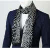 Heren 100% zijden sjaal lange halsdoek dubbellaags cravat raster gedrukt patroon