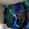 Tapisserie psychédélique arbre de vie tapis mural suspendu décor de chambre grand Trippy Aest