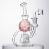 Pink Beach Ball Heady Glass Bongs Hookahs Recycler Bong Showerhead Perc Oil Rigs Dab Rig 14mm Joint Water Pipes Avec Banger XL-2242