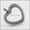 Lockets قلادات المعلقات المجوهرات الذهب sier لون القلب العائمة مع الذاكرة الكلاسيكية قلادة بلورية ل wo dhi5e