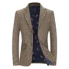 イギリス風のドレススーツジャケット縦縞男性ブレザー秋スリムファッションウェディングバンケットステージドレスカジュアルビジネスコート220409