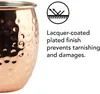 Moscow Mule Mugs Grande Taille 19 oz 530 ml Tasses martelées Doublure en acier inoxydable Placage de cuivre pur Poignées en laiton doré 3,7 pouces de diamètre x 4 pouces de hauteur FY4717