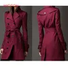 Moda da primavera de alta qualidade Women Trench Coat Long Windbreaker Moda Trend Trendência Dubrobradanteada Slim Long Trench 220812