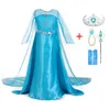 Платье Elsa Girls Summer Dress Princess Cosplay Costume платья для детей Рождественский день рождения.