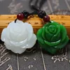 Hänghalsband utsökt imitation jade rose blommor halsband damer mode charm kinesisk stil lycklig amulet smycken gåvapendant