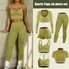 Yoga Outfit Ribbed Washed Seamless Set Crop Top Women Shirt Leggings Workout Fitness Wear Gym Suit Sport Sets Clothes