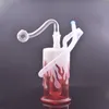 1 sets mini -glazen olie -brander Bong Hookah glazuur rookwaterleidingen met woedende vuurrecycler DAB -rig met glazen oliebranderpijp en slang