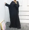 Vêtements ethniques Kaftan Abaya Dubaï Eid Abayas pour femmes 4pcs Musulman Set Linene Outfit arabe MAXI HIJAB Robe d'enveloppe Kimono Femme Musulm