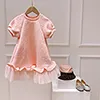 ドレスフラワーウェッドガールビンテージキッドガールズ幼児服セット夏の温かいピンク色のレースキッズ服