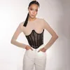 Chars de Femmes Camis Mesh Corset à lacets Top Crop Top Femmes Mode Chemise Sexy 2022 Vêtements Festival Fête Club Streetwear Plus Taille