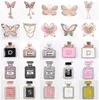 Metal Perfume Bottle No 5 Bling Queen Butterfly Shoe Decoration Girl's Shinny Croc Shoes Charms Accessories