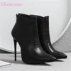 Brand New Glamour Gray Black Women Ankle Nude Formal Boots Sexy High Heels Office Lady Shoes S273 Plus Big Size 10 48 201103