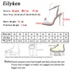 Sandals Eilyken Women Sandals Crystal High Heels Summer Wedding Pumps Ankle Buckle Rhinestone Bow Clear Heels Shoes 220318