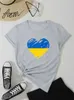 Koszulka damska Ukraina T-shirty niebieskie i żółte serce 2022 Summer Kobiet Tops Tes Lady Girls Casual Streetwear Clothort