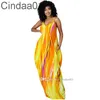 Verão 5XL Maxi Vestidos Feminino Tie Dye Colorido Suspensório Estampado Vestido Solto Tamanho Grande Roupas Femininas