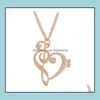 Hanger kettingen hangers sieraden nieuwe mode liefhebbende hart muziek noot ketting goud/sier/rose goud vergulde groothandel 5964 drop levering 20