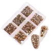 1 scatola Crystal Gold Silver Clear All Color Flat Bottom Mixed Mested Nail Art Decorazioni 3D in pentola da 6cell 220628
